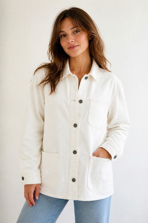 Old Navy Jackets & Blazers - Old Navy Cream Button Down Shirt Jacket M
